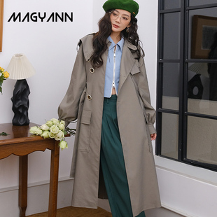 magyann设计师原创中长款宽松工装英伦长袖分割设计风衣，垂感外套
