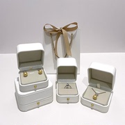 情人节pu皮白色求婚钻戒指，耳钉耳环项链，首饰包装盒手镯手链礼物盒