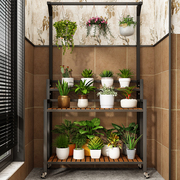 花架子客厅落地式置物架阳台可移动多肉花盆植物摆放架子实木多层