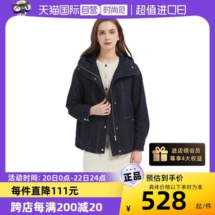 自营petitbari明线牛仔，连帽风衣式外套女士，牛仔夹克外套