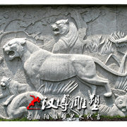 石雕十二生肖虎动物浮雕大理石，雕刻户外园林，景观墙壁壁画动物雕塑