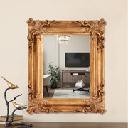 欧式挂镜复古壁炉镜玄关镜壁挂化妆镜做旧装饰镜子网红古典浴室镜