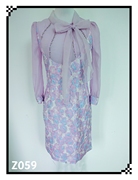 珍思薇尼春季紫色女印花钉珠圆领拼接中腰很仙的公主风长款A字裙