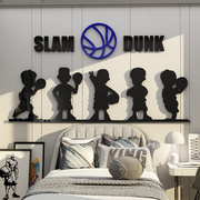 网红男孩房间篮球主题房间，布置儿童房卧室，装饰品床头创意墙贴画