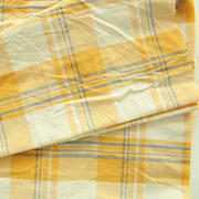 布悟黄色日式纯棉色织格子布料，门帘窗帘桌布，靠枕棉布手工diy面料