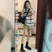 宽松显瘦韩版学生运动套装女夏短袖短裤时尚洋气休闲两件套纯棉潮