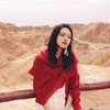 沙漠旅游防晒披肩民族风，围巾大尺寸棉麻纯色丝巾，女夏季薄款红纱巾
