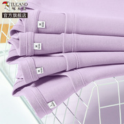 啄木鸟紫色短袖t恤女装，夏季小个子上衣2024宽松纯棉正肩半袖x