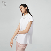 m.tsubomi子苞米白色短袖，衬衫女2023春设计感ol风休闲感衬衣