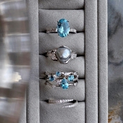 设计师款海蓝宝圣玛利亚大溪地珍珠戒指，指环18k金镶嵌(金镶嵌)珠宝