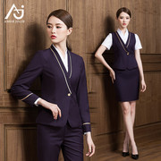 南航空姐制服职业套装女工装，售楼顾问酒店高端修身工作服装深紫色