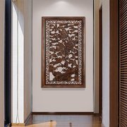 东阳木雕挂件香樟木头雕刻竖屏装饰品中式客厅壁挂入户玄关装饰画