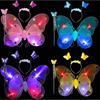 led发光双层蝴蝶翅膀单层蝴蝶，三件套儿童演出服装道具天使翅膀
