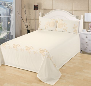 外贸全棉纯棉米白色，绣花刺绣田园1.5m1.8m床上用品，枕套床单三件套