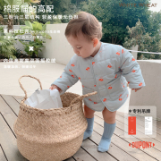 Whitewheat男女宝宝棉服2022冬季印花婴幼儿摇粒绒夹棉防风外套潮