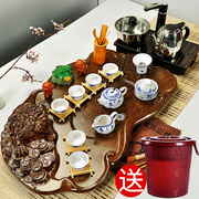 辉跃茶具整套茶具套装，陶瓷定窑功夫茶具，带电热炉科技木茶盘