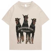 Mens Oversized T Shirt Sreetwear Hip Hop Rottweiler Doberman