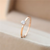 韩版六爪镶钻戒指女钛钢18k玫瑰金指环(金指环，)学生个性潮人婚戒钻戒饰品