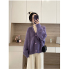 温柔韩系香芋紫色毛衣外套女针织开衫今年流行秋冬V领软糯风