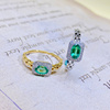 宝创集18k金0.4克拉翠绿色，赞比亚祖母绿戒指，钻石彩宝链条女戒