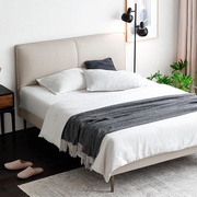 北欧主卧婚床ins网红皮艺软床，轻奢真皮床现代简约1.8米小户型婚床