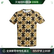 香港直邮versacejeans男士，黑色巴洛克印花t恤b3gna7s0-17876-8