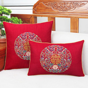 新中式刺绣古典中国风红木家具沙发靠垫床头大靠背实木坐垫抱枕套