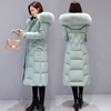 2023冬季毛领羽绒棉服，女中长款时尚，韩版修身过膝加厚保暖外套