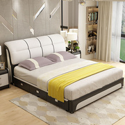皮床榻榻米床现代简约小户型双人床1.8米主卧气压高箱储物软体床