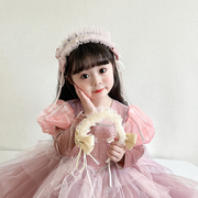 韩系女童公主范可爱网纱蝴蝶结珍珠飘带儿童生日发箍宝宝头箍发卡