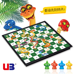 UB友邦蛇梯棋蛇棋3D蛇和梯子游戏磁性棋子折叠棋盘儿童棋类玩具棋
