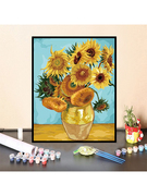 数字油彩画diy油画花卉油彩，梵高向日葵填色手绘装饰名画填充画