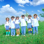 儿童啦啦队演出服小学生运动会纯色，卫衣班服套装幼儿园，合唱表演服
