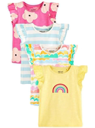 英国Next童装24女童宝宝彩虹印花飞袖T恤夏季儿童背心上衣4件