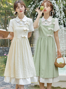 夏季甜美假两件连衣裙女2024法式小个子闺蜜装温柔风长裙子