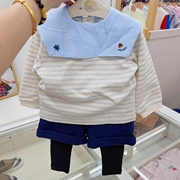 韩国童装22秋男女童宝宝，海军领长袖，t恤假两条靴裤洋气套装