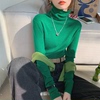 高级感翠绿色毛衣韩系温柔外穿上衣软糯高领叠穿万能打底针织衫女