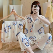 js-女士夏季短袖，睡衣三件套韩版甜美可爱卡通家居服