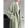 ftguoge绿色双面羊毛，大衣2023秋冬气质，女神范中长款毛呢外套