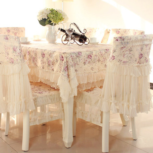 蕾丝茶几桌布布艺餐桌，椅子套罩餐椅垫欧式田园餐桌布，椅垫椅套套装