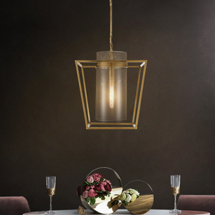 全铜简约吊灯美式轻奢餐厅纯铜灯鸟笼设计师样板间创意吧台吊灯