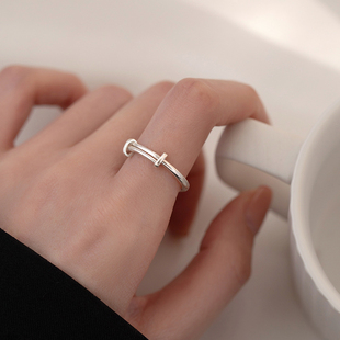 巷南925纯银线条缠绕情侣戒指，女小众高级设计食指戒时尚指环