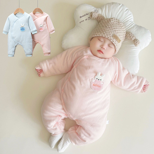 婴儿冬季衣服新生儿护肚加厚连体衣男女宝宝棉衣，哈衣纯棉长袖爬服