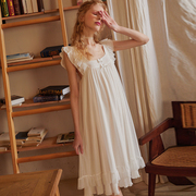 宫廷风女睡衣法式白色网纱夏季睡裙莫代尔吊带公主风甜美长家居服