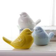 创意欧式简约现代家居动物摆件陶瓷黄色白色小鸟桌面情侣工艺品