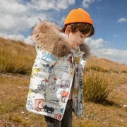 男童羽绒服中小童中长款儿童2022洋气冬季加厚外套卡通小孩