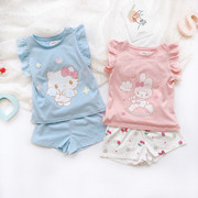 薄款儿童家居服套装宝宝空调服女童夏季短袖衫短裤两件套婴儿睡衣