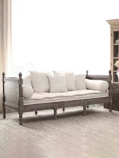 法式高端实木雕花沙发，小户型客厅组合家具美式复古做旧三人沙发床