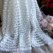立体小玫瑰花花朵刺绣蕾丝布料，面料婚纱礼服装连衣裙花朵蕾丝布料