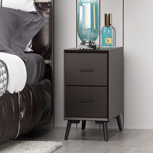 超窄床头柜小型北欧卧室，简约现代实木轻奢床边小柜子，30cm皮储物柜